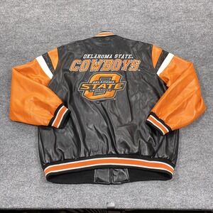 Vintage Oklahoma State Cowboys Jacket Mens XL Black Orange NCAA Football G-III